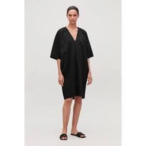COS Oversized kaftan dress black v neck short sleeve laganlook dolman sleeve S